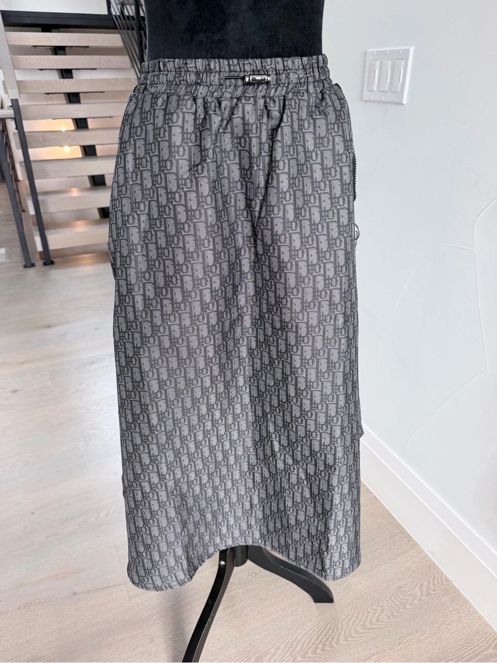 Dior Women's Gray Patterned A-Line Skirt size S waist 26”